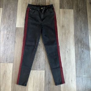 Black pants with red detail
